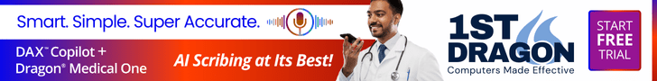 Smart. Simple. Super Accurate. DAX Copilot + Dragon Medical One. AI Scribing at its best. 1st Dragon/CME. Start Trial.