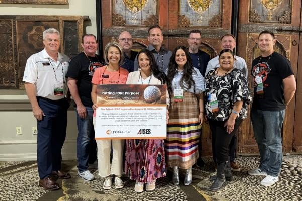 Tribal-ISAC team stand alongside AISES representatives at TribalNet 2026.