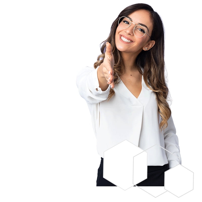 Woman holding her hand outstretched for a handshake