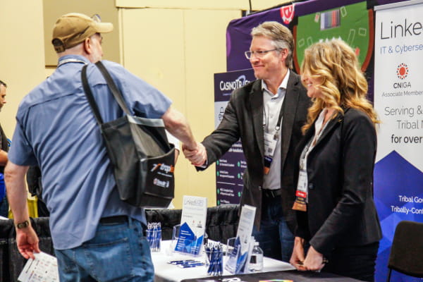 Shaking hands with vendor